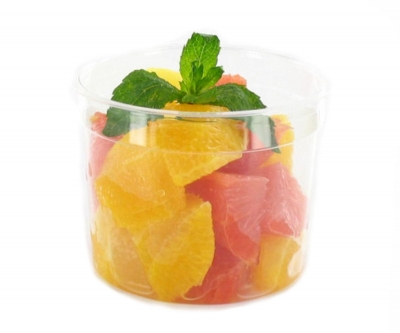 Orange & grapefruit, cut in clean cubes,  with mint - 200 g